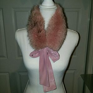 Pink and black fur scarf